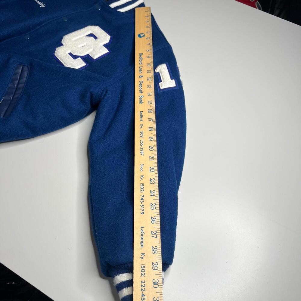 NEFF Varsity Letterman Jacket Clarinet Blue Wool Blend Size XL - Picture 3 of 10